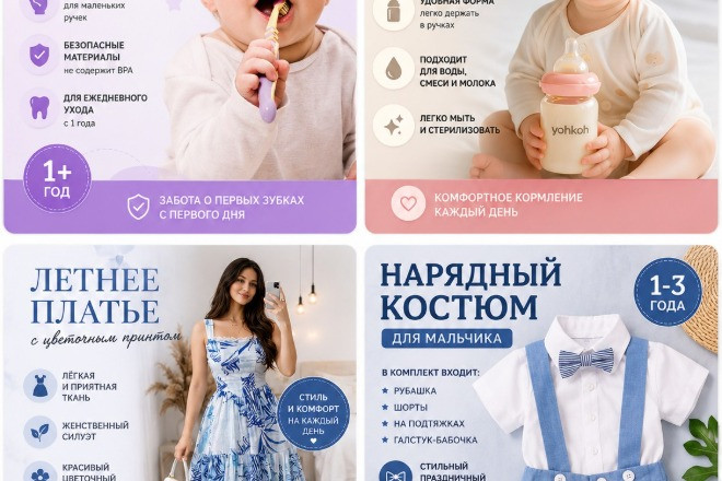 Сделаю дизайн карточек товаров для маркетплейсов