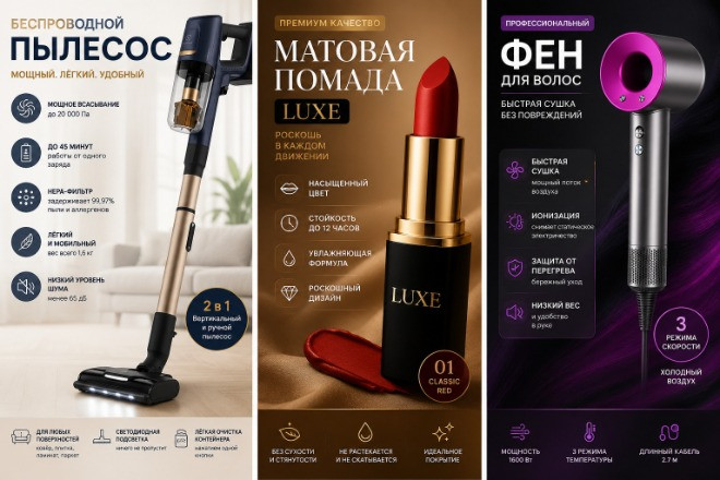 Сделаю дизайн карточек товаров для маркетплейсов