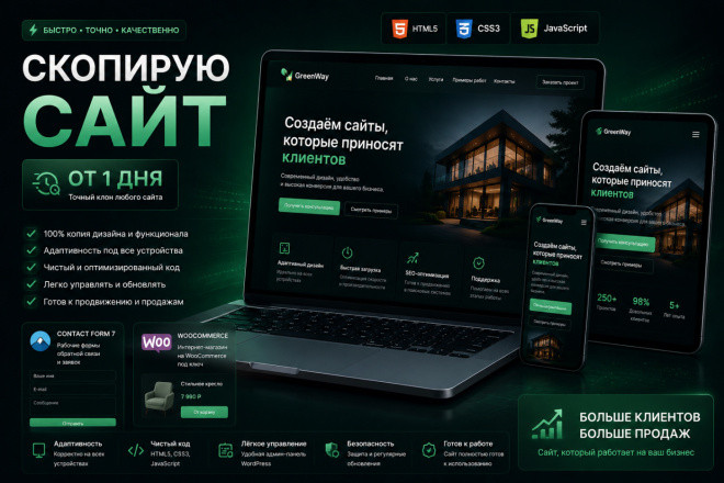 Скопирую сайт от 1 дня