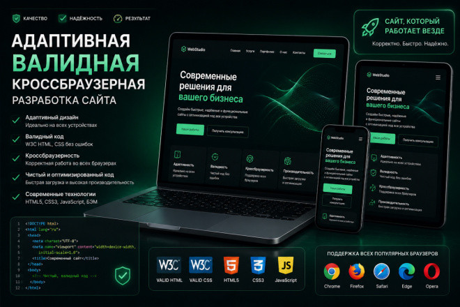 Адаптивная валидная кроссбраузерная верстка сайта с конверсией заказов