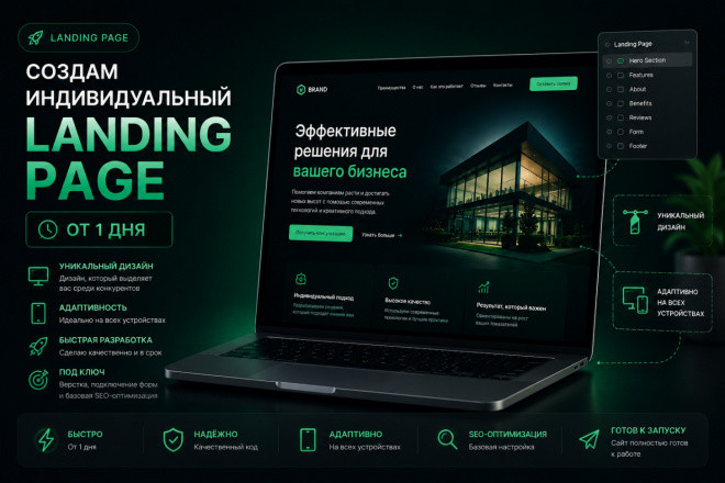 Создам Lending page от 1 дня который принесет заявки