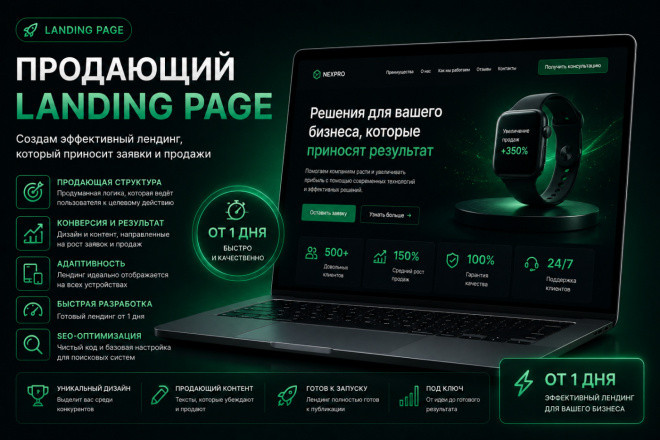 Продающий lending page от 1 дня с конверсией клиентов