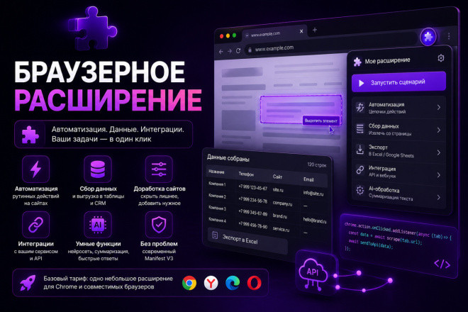 Разработка расширения для Chrome, Яндекс Браузера и Firefox