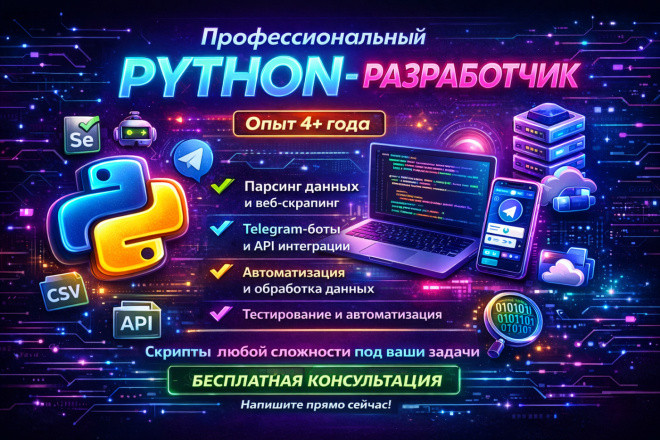 Напишу скрипт на Python любой сложности