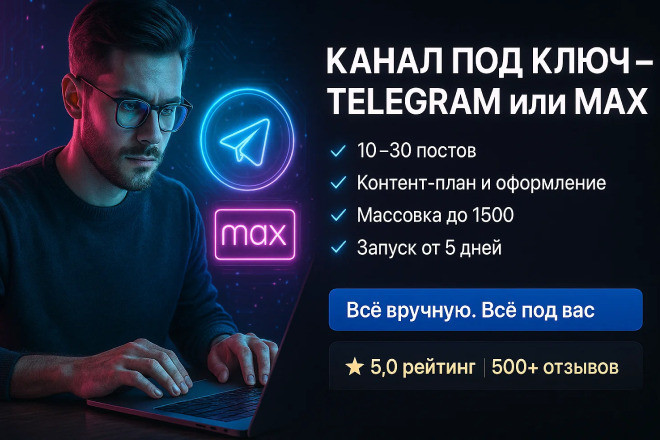 Ведение телеграм или Max канала с нуля и под ключ. Быстрый запуск