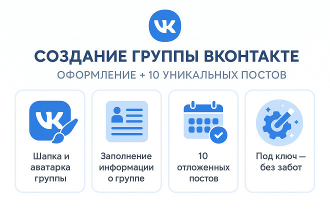 Создание группы ВКонтакте с базовым оформлением и наполнением