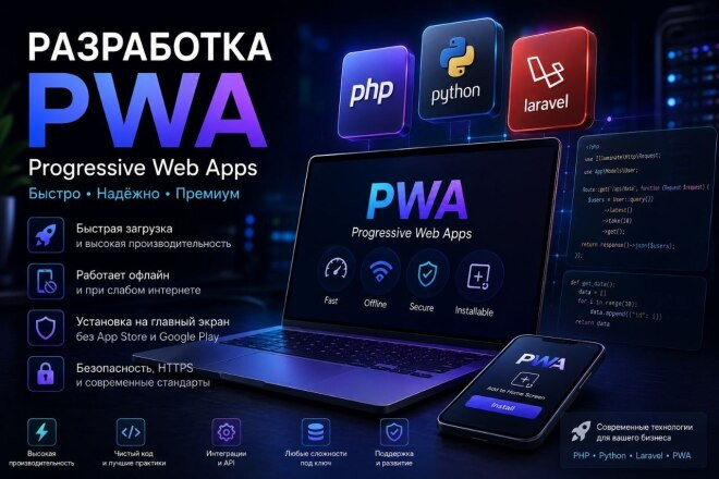 Разработаю PWA-приложение под Android, iOS, Windows и Linux