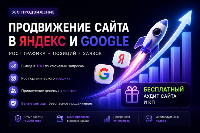 SEO продвижение сайта в Яндекс и Гугл под ключ: рост трафика и заявок