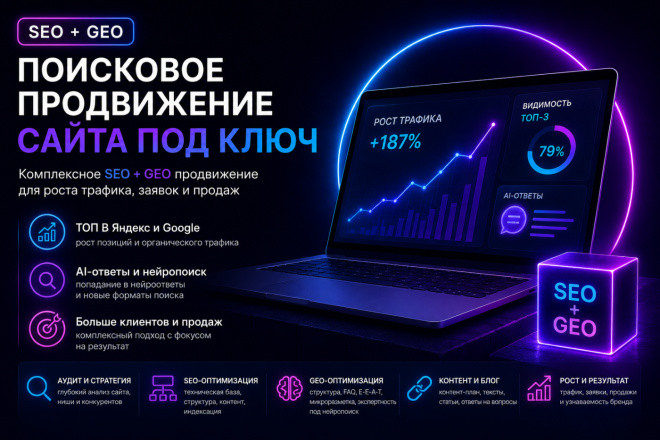 Поисковое + ИИ продвижение сайта под ключ - SEO + GEO