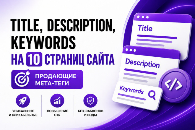Title, Description, Keywords на 10 страниц сайта. Пропишу мета теги