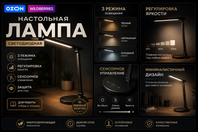 Дизайн карточек для Вайлдберриз.
Стоимость-500Р. СКИДКА 50%