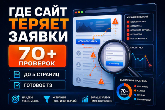 Проверю, где сайт теряет заявки, по 70+ параметрам