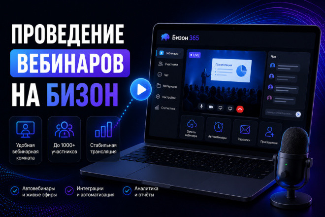 Проведение вебинара на Бизон 365
