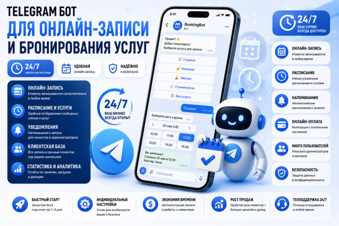 Telegram бот для онлайн-записи и бронирования услуг