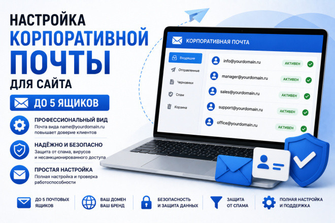 Настройка корпоративной почты для сайта до 5 ящиков