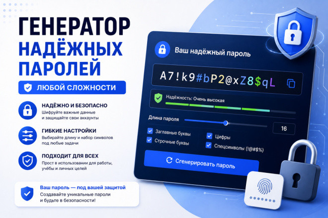 Генератор надёжных паролей: любой сложности
