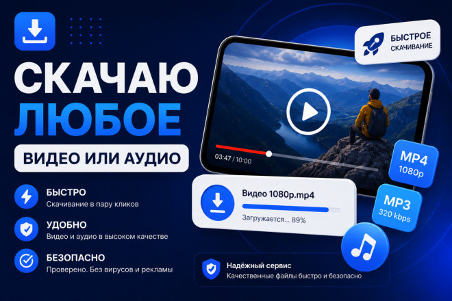 Скачаю любое видео или аудио с YouTube, VK, TikTok и других сайтов