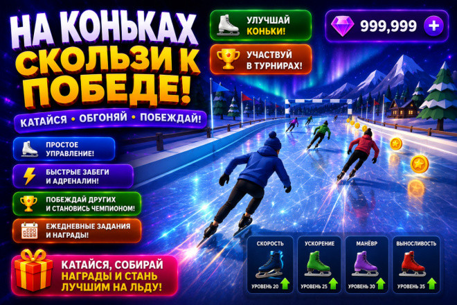 Готовая игра На Коньках для Яндекс Игр