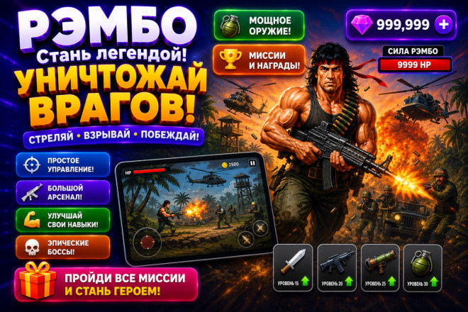 Готовая игра Рэмбо для Яндекс Игр