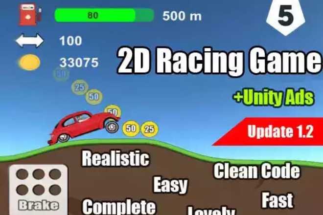 2D Racing Game 2022 - Готовый проект гоночной игры на Unity