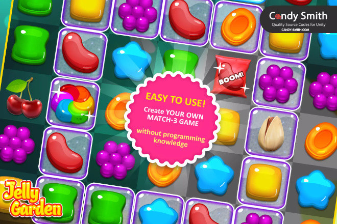 Match 3 Jelly Garden Kit - Готовый проект на Unity с монетизацией