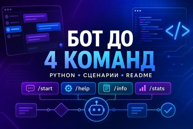 Создам Telegram-бота на Python до четырёх команд
