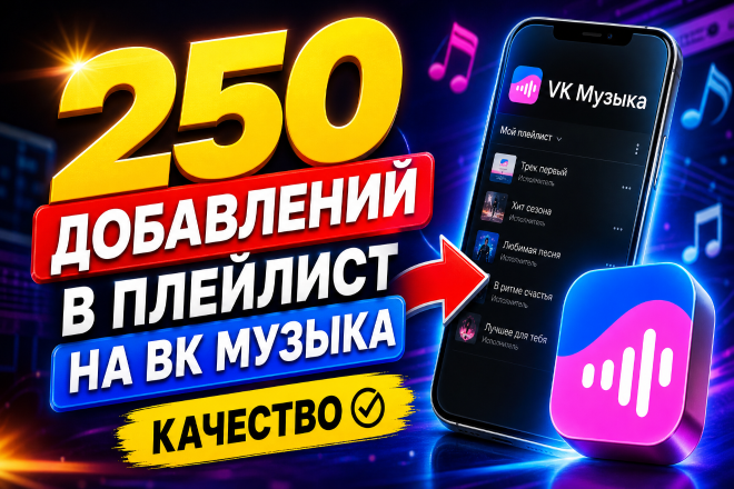 250 добавлений в плейлист на ВК Музыка. Качество